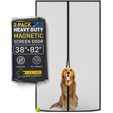 Easy Install Magnetic Screen Door 2 Pack Hands-Free Mesh Door Screen with Magnets, Pet Tested Flux Phenom