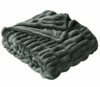 Better Homes & Gardens Gray Ruched Faux Fur Throw, 50" x 72", Adult/Teen