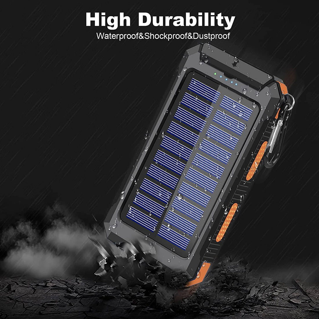 20000mAh Solar Charger for Cell Phone IPhone, Portable Solar Power Bank with Dual 5V USB Ports, 2 LED Light Flashlight, Compass Battery Pack for Outdoor Camping Hiking(Orange)