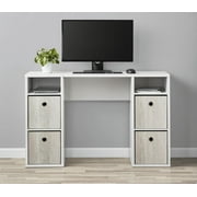 Mainstays&nbsp;4-Cube&nbsp;Storage&nbsp;Desk,&nbsp;White&nbsp;Grain