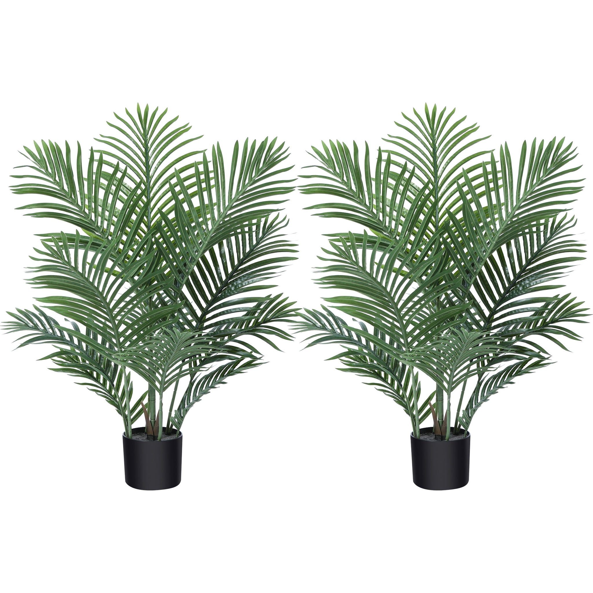 2 Pack 3 Feet Fake Majesty Palm Plant Artificial Majestic Palm Faux Ravenea Rivularis in Pot for Indoor Outdoor Home Office Store, Great Housewarming Gift, Set of 2