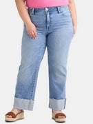 Terra & Sky Women s Plus Size Denim High Rise Wide Leg Jeans, 29&quot; Inseam, Sizes 14W-28W