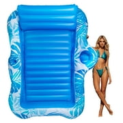 GVDV Inflatable Tanning Pool Lounger Float, 73&quot; x 49&quot; Large Sun Tan Tub Sunbathing Pool Lounge Raft for Adults & Kids, Tanning chair, Bed Blow up, Raft Lounge Floatie,L-Blue