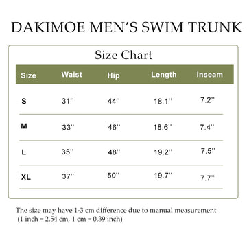 DAKIMOE Mens Swim Trunks with Compression Liner Quick Dry Sports Beach Shorts for Men Swimming Board Shorts Bathing Suits with Pockets Swimwear Surfing S to XL