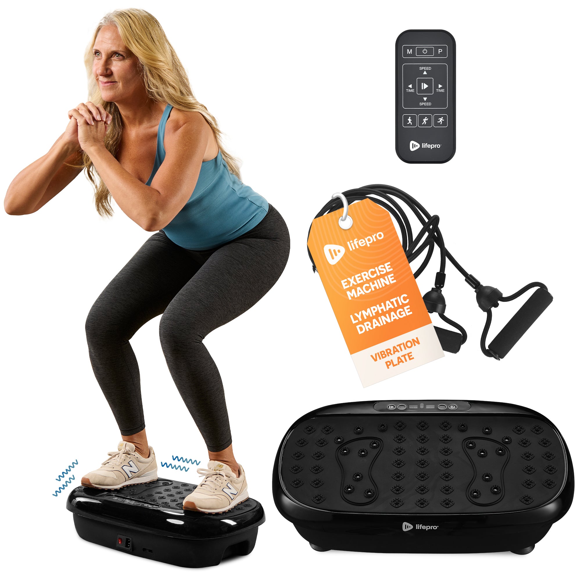 Lifepro HexaPlate Lite Vibration Plate, 300W Full Body Workout with Remote and 10 Programs - Black