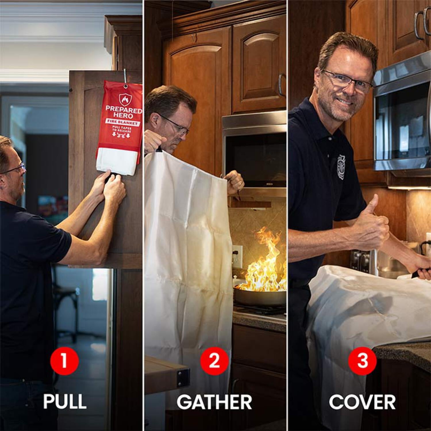 Prepared Hero Emergency Fire Blanket - 1 Pack - Fiberglass Fire Blanket for Home & Kitchen, 40 x40