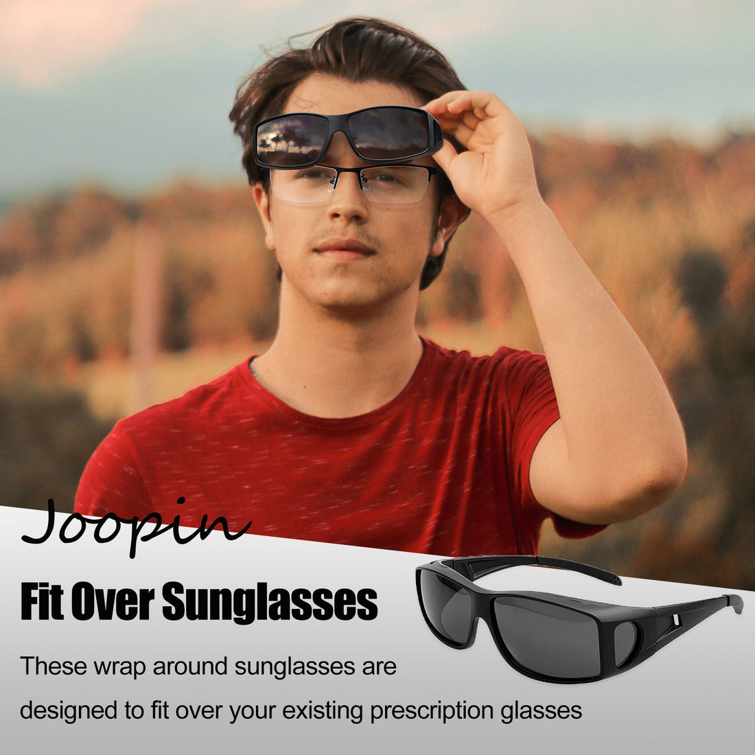 Joopin Fit Over Wrap Sunglasses Polarized Lens Wear Over Eyeglasses 100% UV Protection for Men and Women
