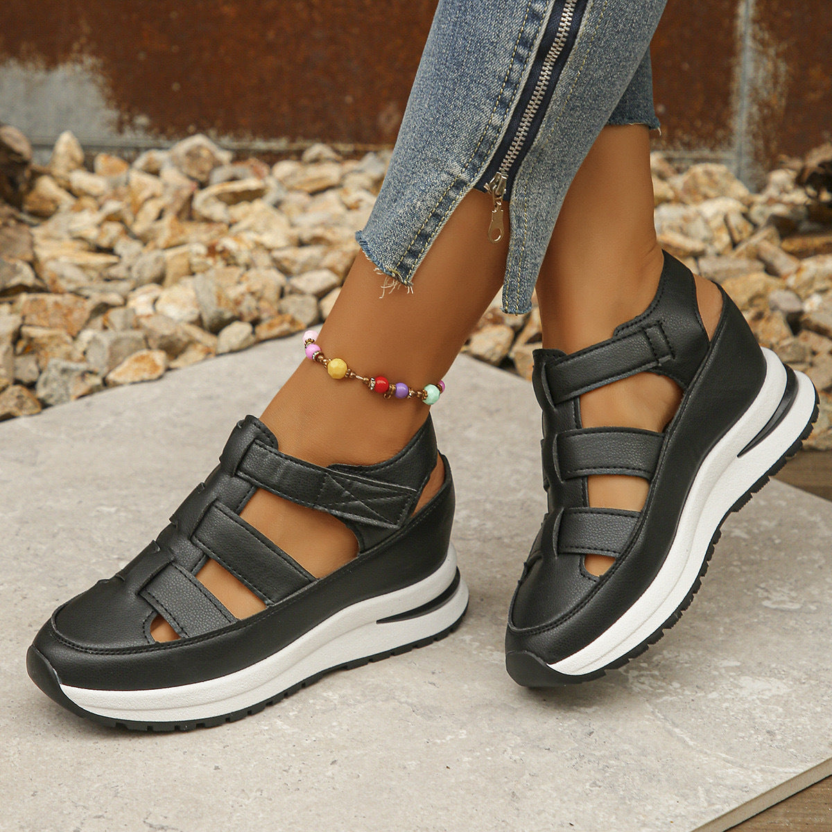 Summer Wedge Baotou Hollow Women s Breathable Shoes