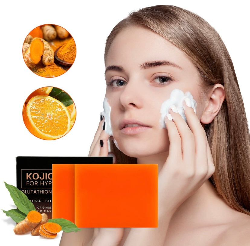 Kojic Acid Dark Spot Remover Soap Bars With Vitamin C, Retinol, Collagen, Turmeric - Original Japanese Complex Infused With Hyaluronic Acid, Vitamin E, Shea Butter, Castile Olive Oil