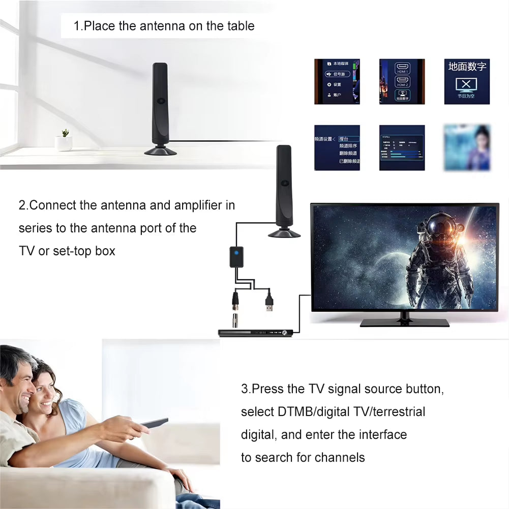 TV Digital Antenna with Signal Booster HD Antenna Support 4K 1080P Portable Antenna 50 Miles Range Plug Play for Outdoor Indoor