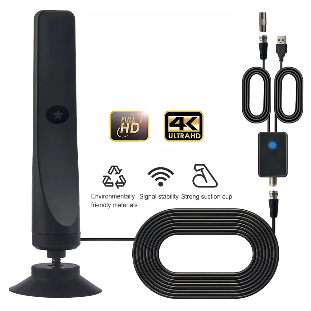 TV Digital Antenna with Signal Booster HD Antenna Support 4K 1080P Portable Antenna 50 Miles Range Plug Play for Outdoor Indoor